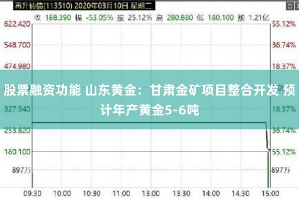 股票融资功能 山东黄金：甘肃金矿项目整合开发 预计年产黄金5-6吨