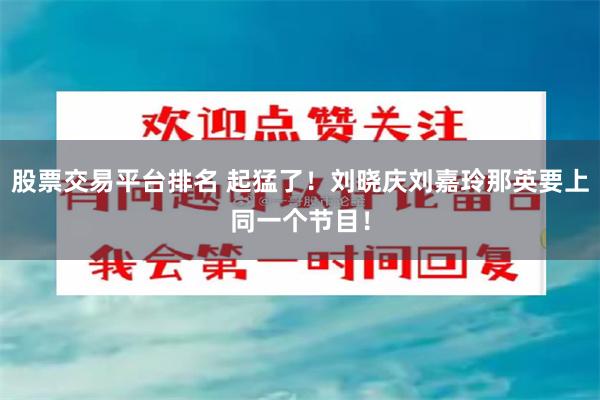 股票交易平台排名 起猛了！刘晓庆刘嘉玲那英要上同一个节目！