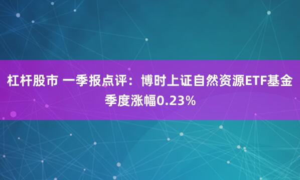 杠杆股市 一季报点评：博时上证自然资源ETF基金季度涨幅0.23%
