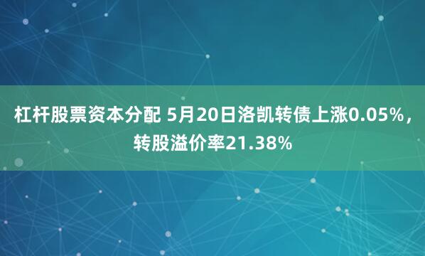 杠杆股票资本分配 5月20日洛凯转债上涨0.05%，转股溢价率21.38%
