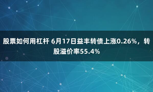 股票如何用杠杆 6月17日益丰转债上涨0.26%，转股溢价率55.4%