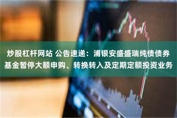 炒股杠杆网站 公告速递：浦银安盛盛瑞纯债债券基金暂停大额申购、转换转入及定期定额投资业务
