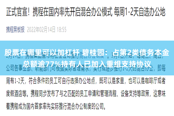 股票在哪里可以加杠杆 碧桂园：占第2类债务本金总额逾77%持有人已加入重组支持协议
